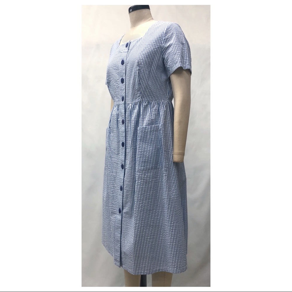 The Vermont Country Store Blue Seersucker Dress - Picture 2 of 11